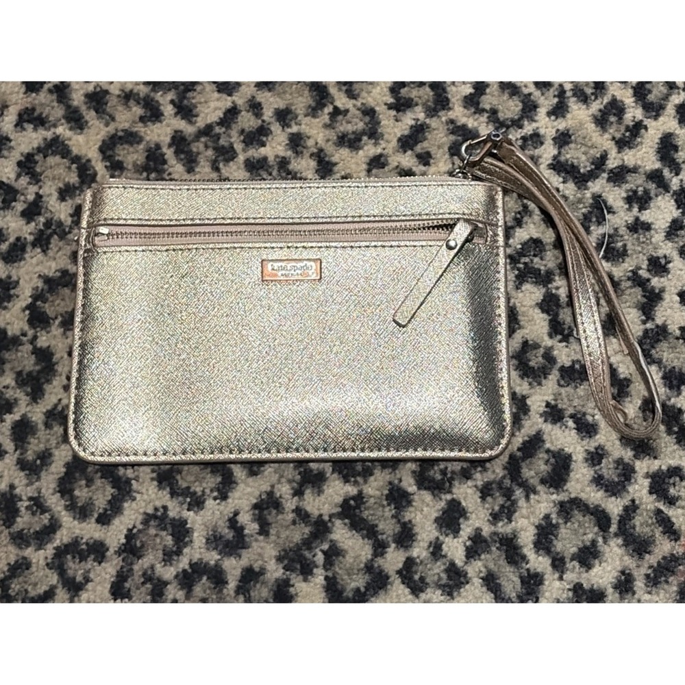 Kate Spade New York Laurel Way Tinie‎ Rose Gold Leather Wristlet Clutch Bag READ